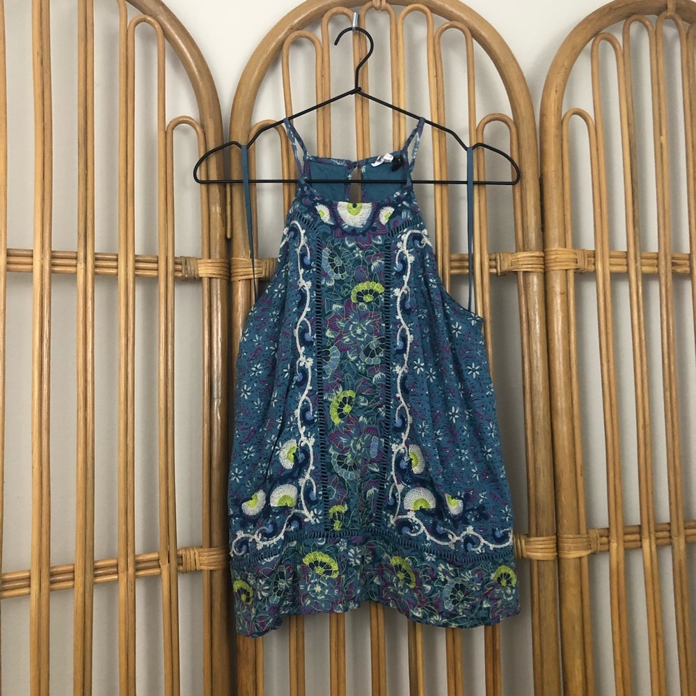 Anthro Akemi + Kin Melina Embroidered Halter Top